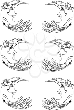 Royalty Free Clipart Image of Crescent Moon Elements