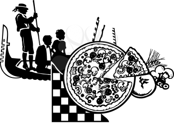 Royalty Free Clipart Image of a Pizza Collage