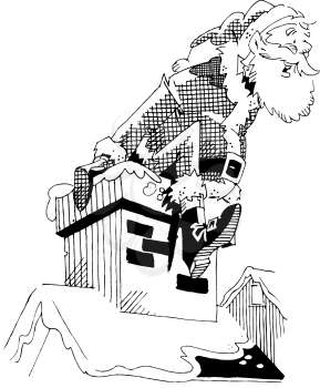 Santaclimbingoutofchimney Clipart