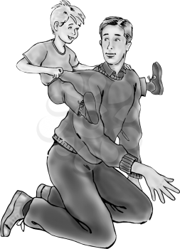 Dadsonpiggybackride0406 Clipart