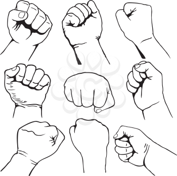 Royalty Free Clipart Image of a Set of Fists