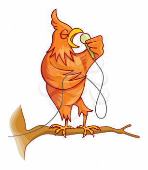 Royalty Free Clipart Image of a Bird Singing in a Tree