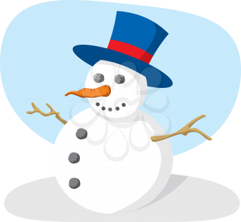Royalty Free Clipart Image of a Snowman With a Hat