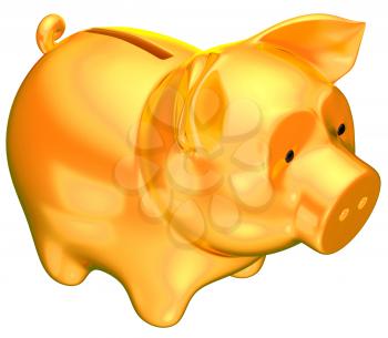 Royalty Free Clipart Image of a Gold Piggy Bank