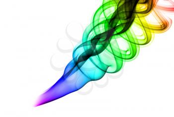 Abstract colored smoke shapes on white background