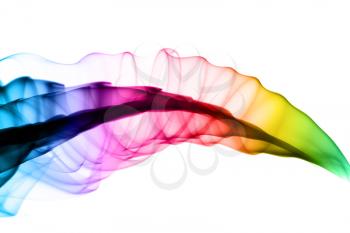 Abstract colorful smoke swirl over the white background