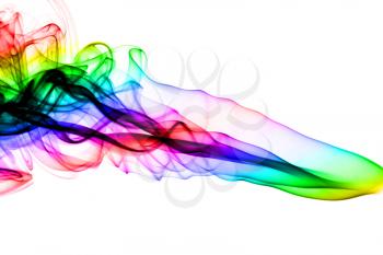 Abstraction. Colorful fume swirl over the white background