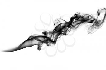 Black Abstract puff of fume over the white background