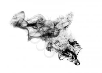 Black blurred fume abstract shape over the white background