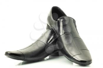 Classic Men's patent-leather shoes isolated over white background