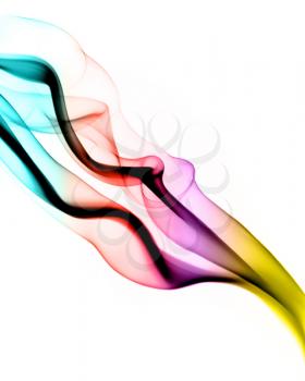 Colorful abstract fume waves over white background