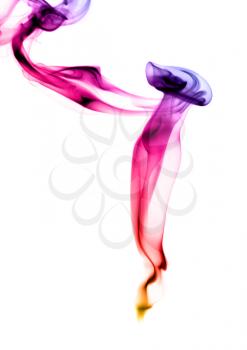 Colorful puff of smoke over the white background