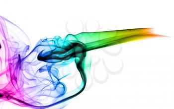 Colorful smoke Abstraction over the white background
