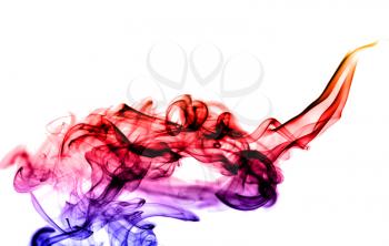 Gradient colored fume abstract over white background
