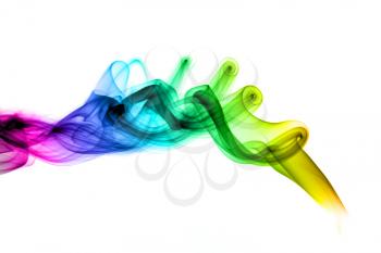 Magic Abstract colored smoke pattern on white