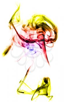 Puff of colored abstract smoke on the white background
