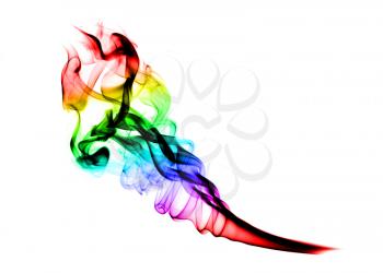 Abstract Colorful Smoke shape over white background 