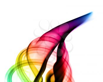 Abstract colorful smoke swirl over the white background