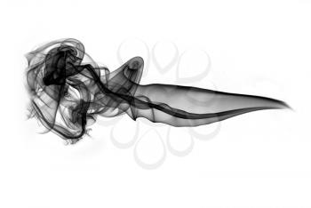 Black puff of abstract smoke over white background