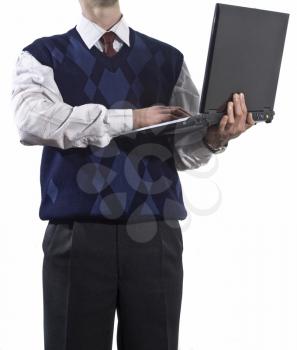 Businessman with notebook isolated