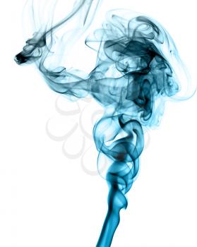 Blue Abstract smoke pattern over white background