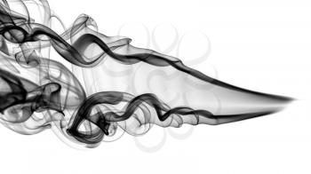 Abstract black smoke pattern and swirls on white