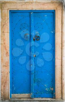 Aged traditional door with from Sidi Bou Said in Tunisia. Large resolution