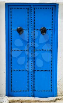 Blue traditional door from Sidi Bou Said in Tunisia. Large resolution