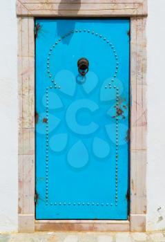 Blue Traditional door from Sidi Bou Said in Tunisia. Large resolution