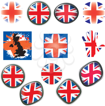 Royalty Free Clipart Image of British Flag Symbols