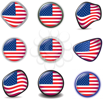 Royalty Free Clipart Image of American Flag Icons