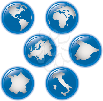 Royalty Free Clipart Image of Globes Showing Different Parts of the World