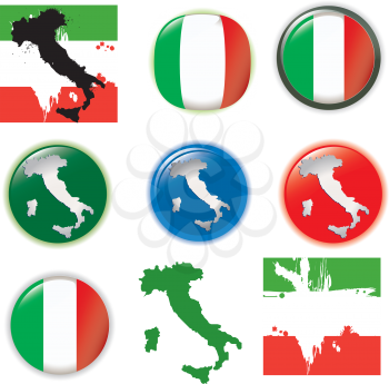 Royalty Free Clipart Image of Italian Flag Symbols