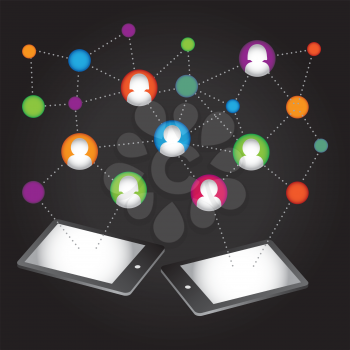 Royalty Free Clipart Image of a Social Network and Tables