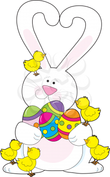 Royalty Free Clipart Image of an Ester Bunny With Ears Shaped Like a Heart