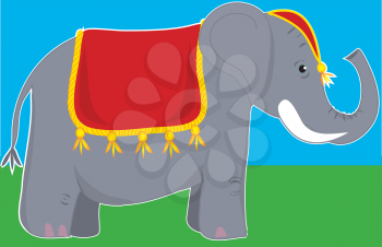 Royalty Free Clipart Image of a Circus Elephant