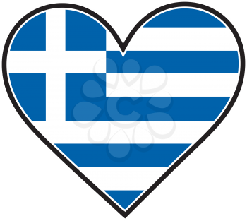 Royalty Free Clipart Image of a Greek Flag as a Heart