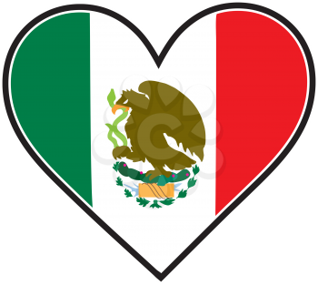 Royalty Free Clipart Image of a Mexican Flag Shaped Like a Heart