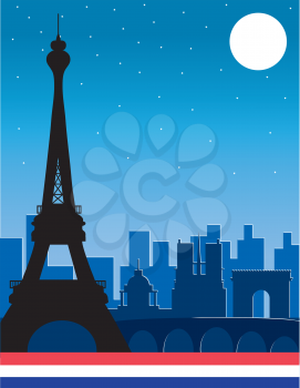Royalty Free Clipart Image of a Silhouette of the Eiffel Tower