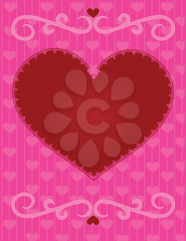 Royalty Free Clipart Image of a Red Heart on a Pink Background