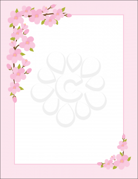 A border, frame or background featuring sprigs of apple blossoms