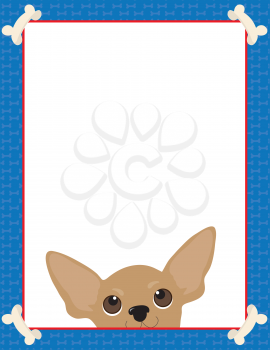 A frame or border featuring the face of a Chihuahua