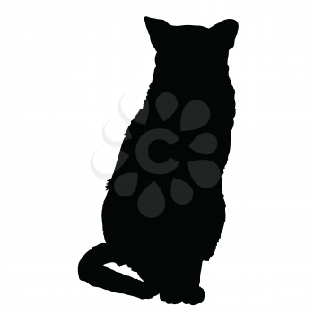 A black silhouette of a sitting siamese cat