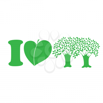 A simple green graphic that says I love trees