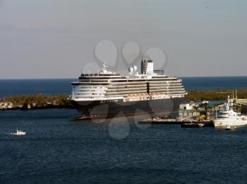 Cruise ship leaving port.