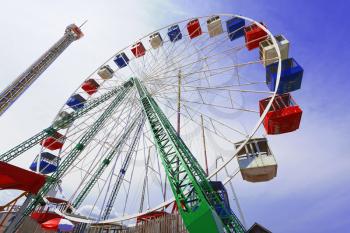 Colorful amusement park ride.