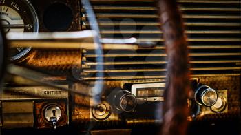 Close-up view of the old restored classic car.