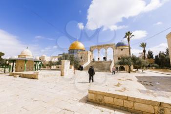 Jerusalem, Israel- March 14, 2017: View of Al-Aqsa mosque on the Temple Mount in Jerusalem. The third holiest place in Islam.