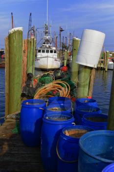 Galilee, Rhode Island, USA-May 11,2017: Galilee is a home to the largest fishing fleet in Rhode Island.