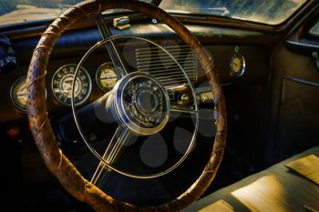 Close-up view of the old restored classic car.